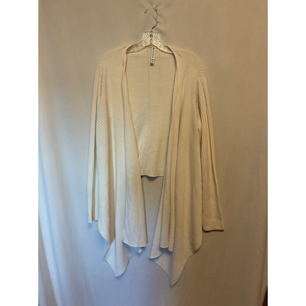 Athleta Women’s Ivory Rib-Knit Open Front wool blend Cardigan Sweater XL